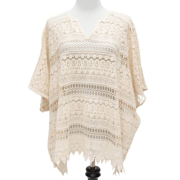 CAbi Cream Love Carol Collection Crochet Capri Swim Coverup Size Medium - Picture 1 of 12